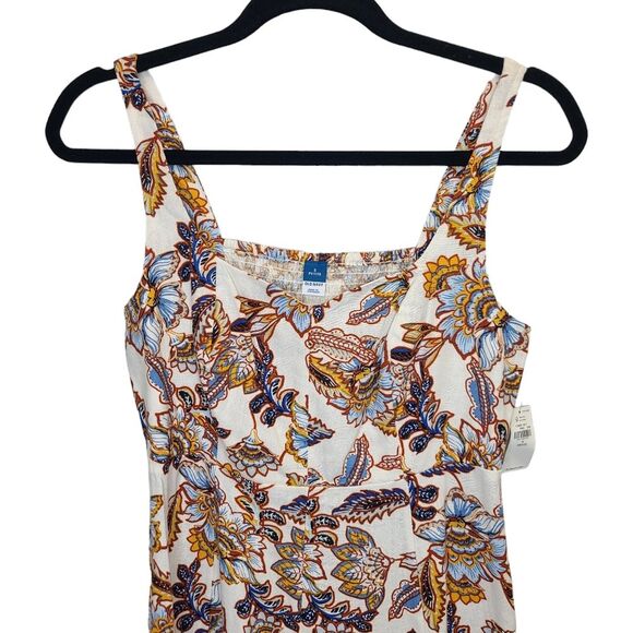 NWT Old Navy Fit & Flare Linen Blend Cami Cream Floral Dress S Petite - Picture 3 of 15
